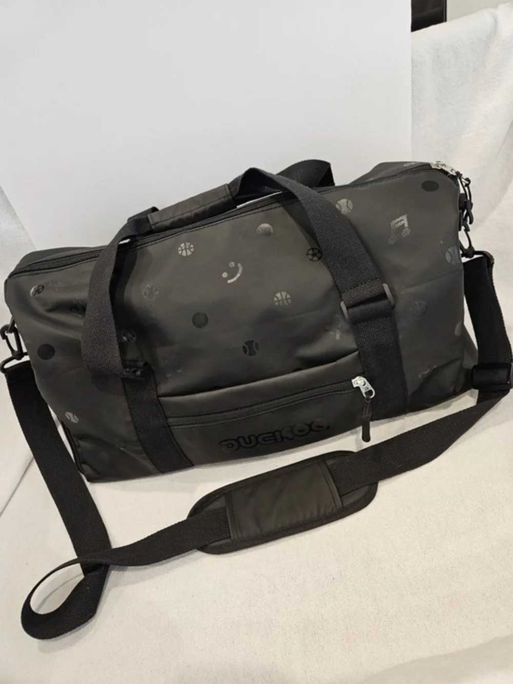 Men's Black Duffel Bag with Removable Shoulder Strap